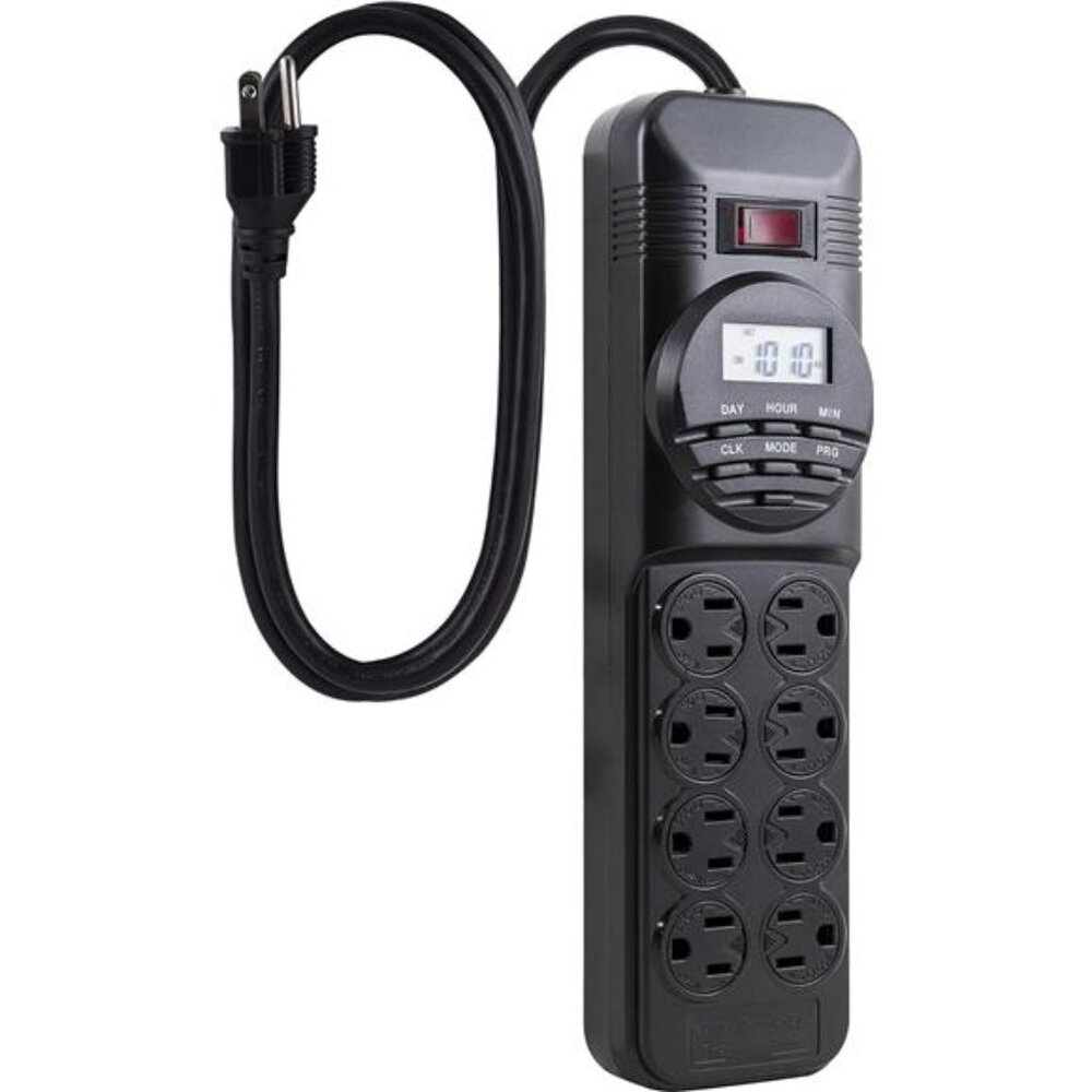 Programmable PowerStrip with Digital Timer,8Grounded Outlets (4Timed/4Always On)